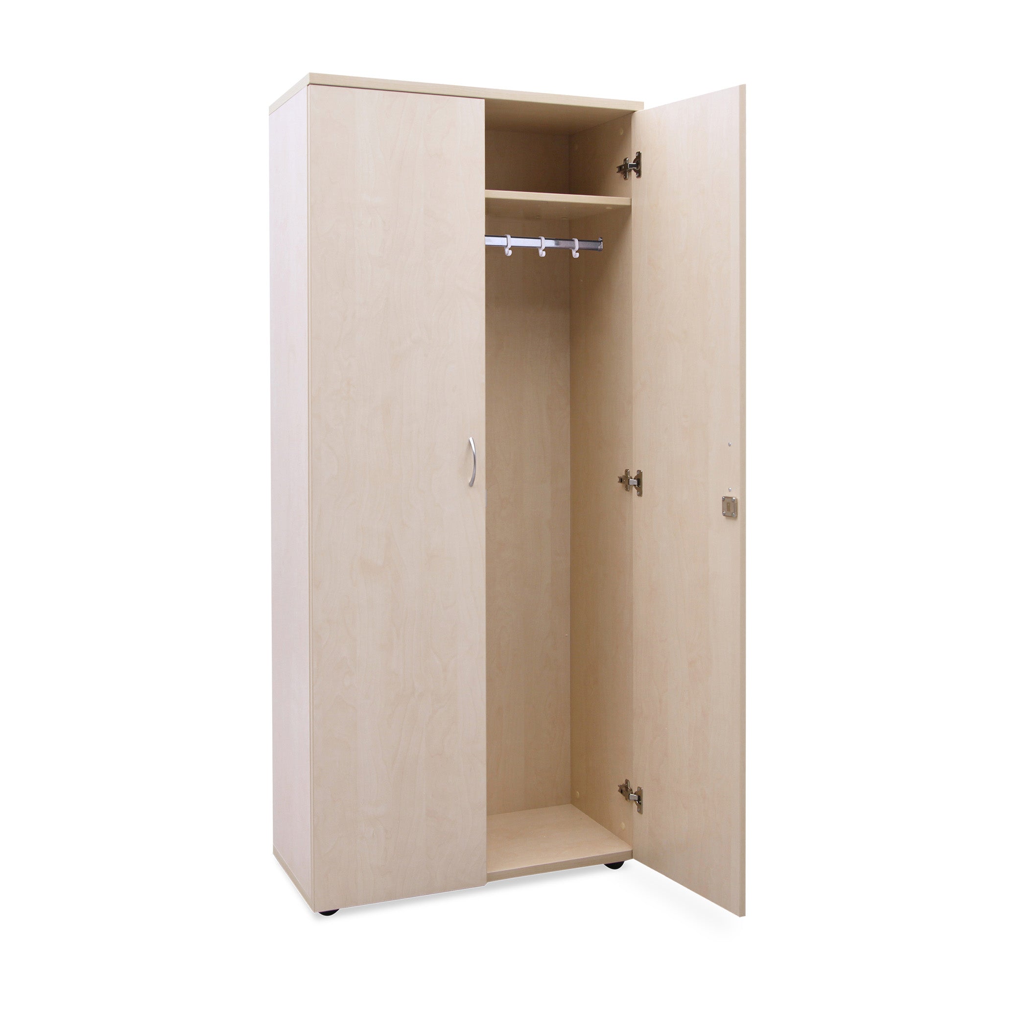 Kleider- & Wäscheschrank (2-Türen) | Komplett Holz (Ahorn)