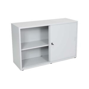 Schiebetürenschrank (Stahl) – 2 OH "Vielseiter" in Lichtgrau